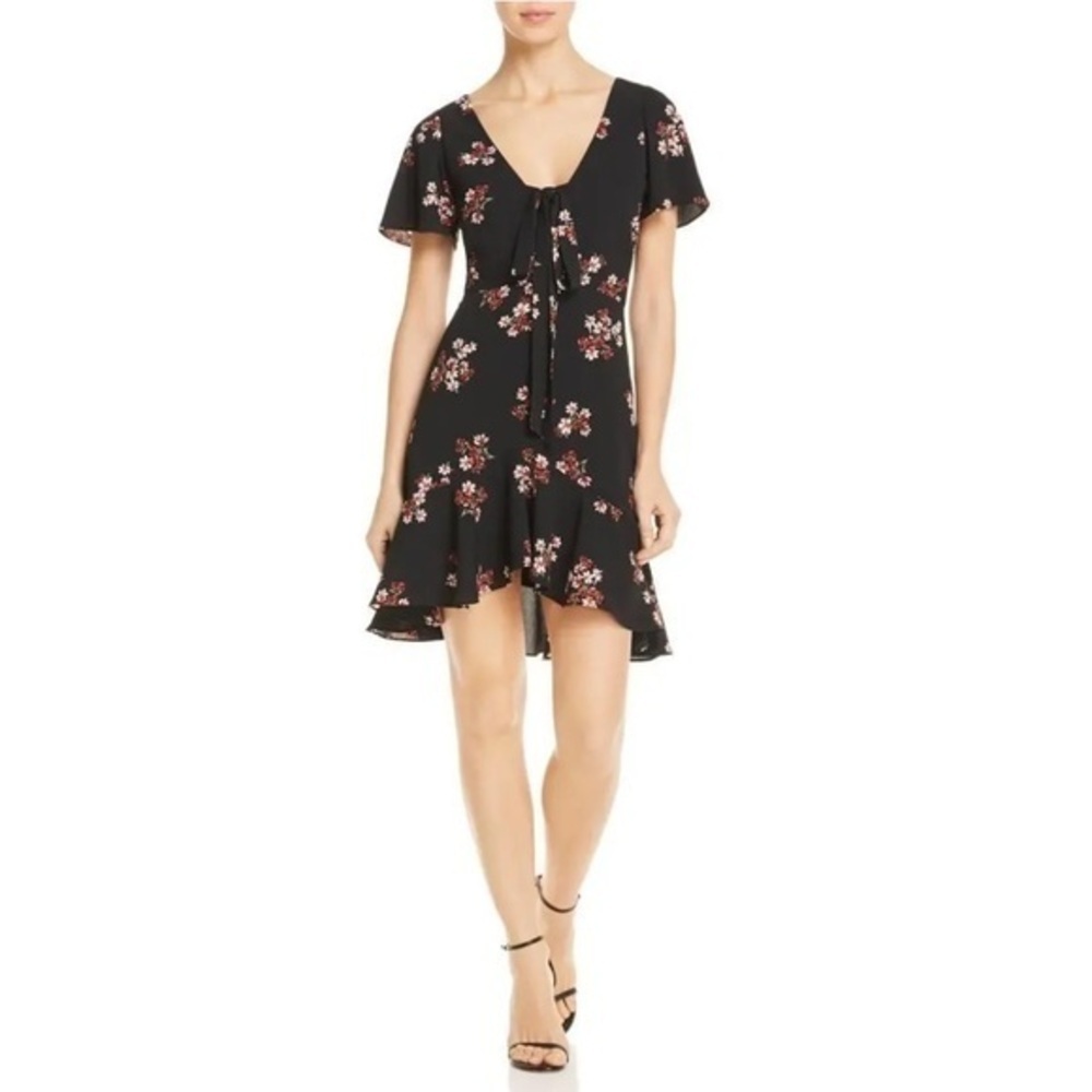 BB Dakota Floral V-Neck Ruffle Flare Swing Mini Dress Size 6 Women’s Fall Dress